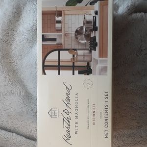 NWT Hearth & Hand with Magnolia Stainless Steel & Beechwood Child's Kitchen Set